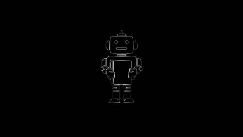 Robot Metallic Line Art Animation