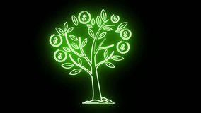 Green Neon Dollar Tree Animation - Powered by Shutterstock - Get 15% off with code: PIKWIZARD15