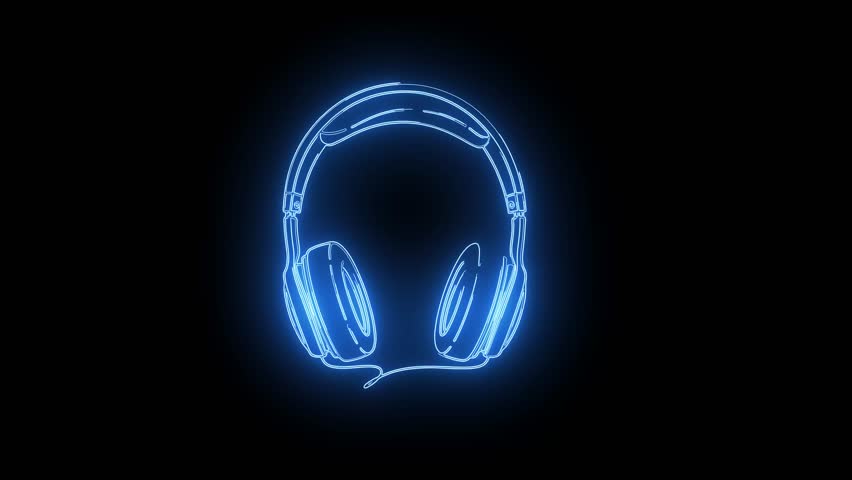 Blue Neon Headphone Motion Animation
