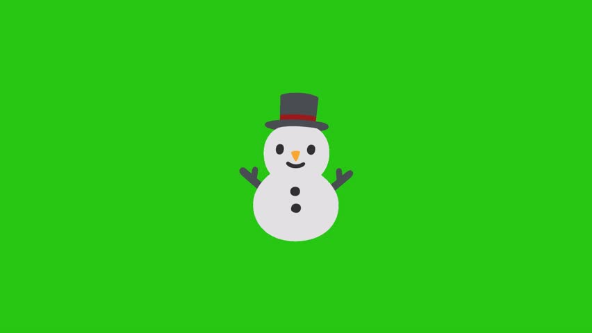 Minimalist snowman graphic on a plain, bright green background.