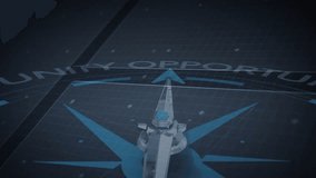 Compass needle pointing towards Opportunity with digital animation grid background. Direction, guidance, navigation, technology, innovation, discovery - Powered by Shutterstock - Get 15% off with code: PIKWIZARD15