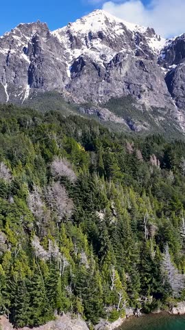 Bariloche Skyline At San Carlos De Bariloche In Rio Negro Argentina. Snowy Mountains. Chico Circuit. Travel Background. Bariloche Skyline At San Carlos De Bariloche In Rio Negro Argentina.