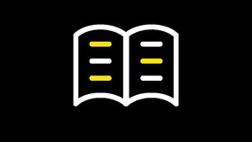 Dynamic rotating 3D book icon. Open book animation with glowing yellow highlights. Digital learning and education symbol. - Powered by Shutterstock - Get 15% off with code: PIKWIZARD15