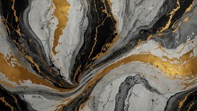 A dramatic and elegant abstract featuring a flowing marble swirl pattern. The color palette is dominated by light gray, white, and jet black, interspersed with luxurious, shimmering metallic gold vein - Powered by Shutterstock - Get 15% off with code: PIKWIZARD15