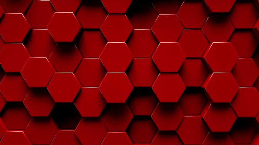 red hexagonal geometric background. Seamless loop 3D render animation white. 4k uhd, pattern epic science and movie background cyberpunk
