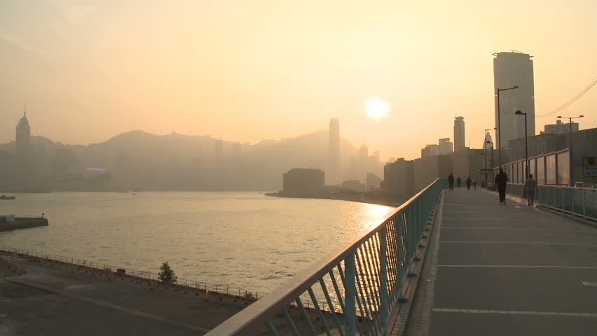 HONG KONG, CHINA - FEBRUARY 2012: Air pollution and choking smog cloak the