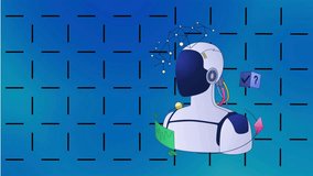 AI Robot on blue background symbolizes advanced technology and artificial intelligence. Futuristic innovation and concept of intelligent machines - Powered by Shutterstock - Get 15% off with code: PIKWIZARD15