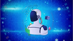 AI robot female head with glowing brain and intricate circuitry on a futuristic blue background, representing advanced technology and artificial intelligence. - Powered by Shutterstock - Get 15% off with code: PIKWIZARD15