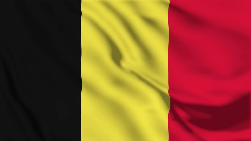 Animated Belgium flag waving smoothly, featuring black, yellow, and red vertical stripes — perfect for patriotic, cultural, or travel-themed projects.