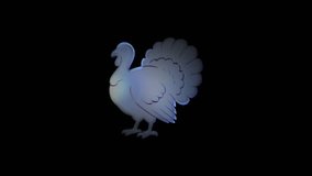 Turkey silhouette with a holographic effect rotates gracefully against a black background, showcasing vibrant colors and smooth motion - Powered by Shutterstock - Get 15% off with code: PIKWIZARD15