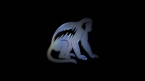 Glass monkey sculpture rotating on a black background, showcasing its translucent and reflective surfaces - Powered by Shutterstock - Get 15% off with code: PIKWIZARD15