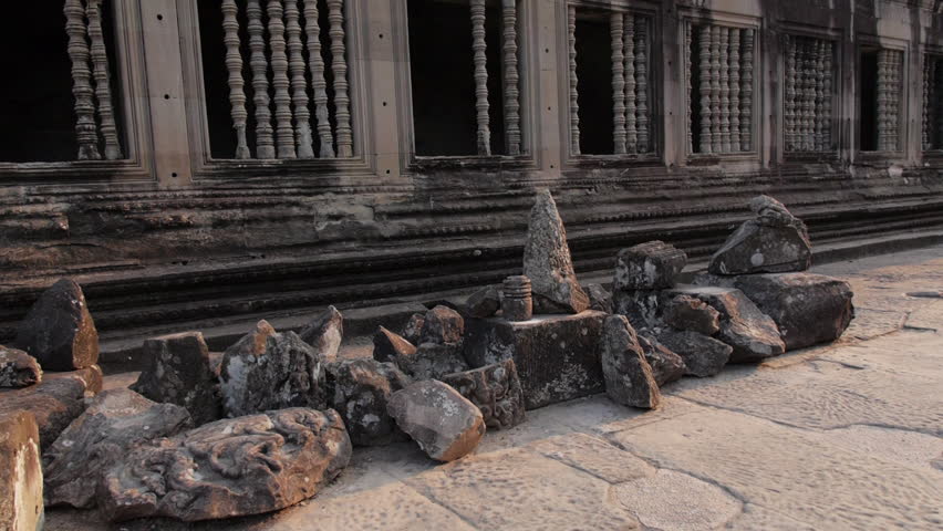 Angkor Wat ruins slow motion steadicam shot