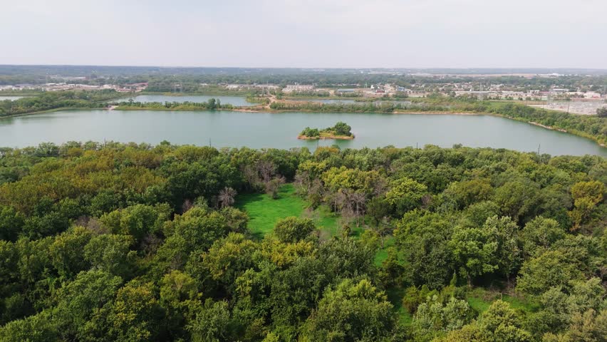 Slow motion drone footage of the Des Moines River watershed