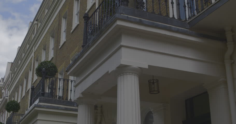 Graceful Columns and Iron-Railed Balconies of Eaton Square, Belgravia, London.