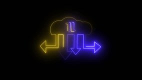 Neon glowing cloud computing icon with arrows animation, data transfer and online storage, digital network communication, - Powered by Shutterstock - Get 15% off with code: PIKWIZARD15