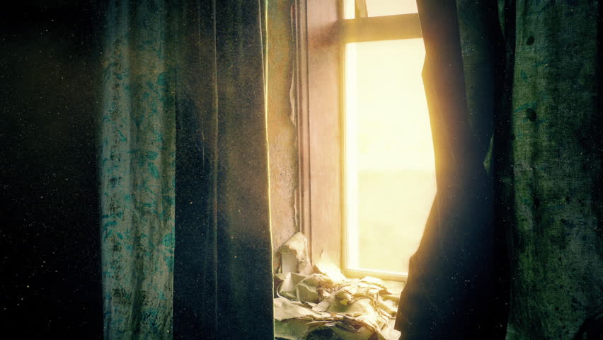 Window In Abandoned Buidling With Dust Swirling
