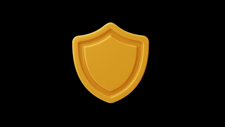 3d Shield icon Rotating on transparent background