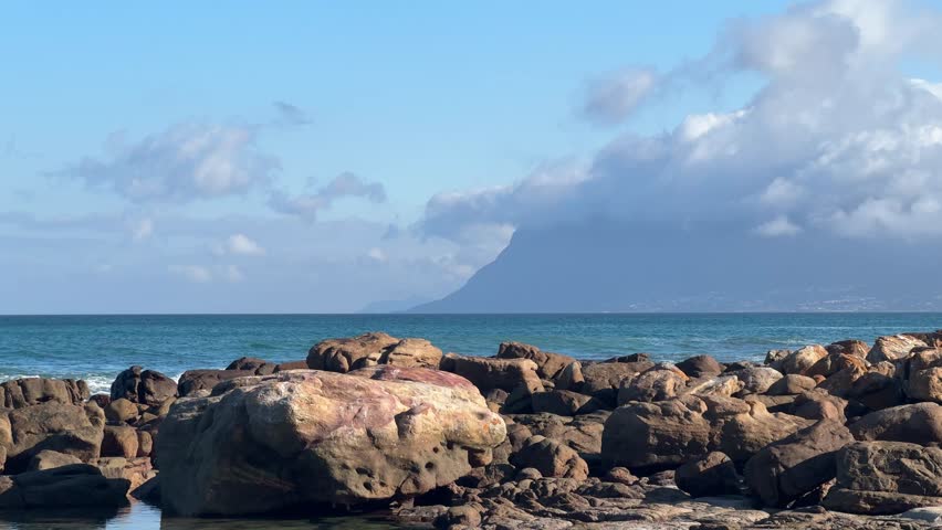 Rock Pool at St. James beach in False Bay, near Cape Town, South Africa in the late afternoon, early evening.