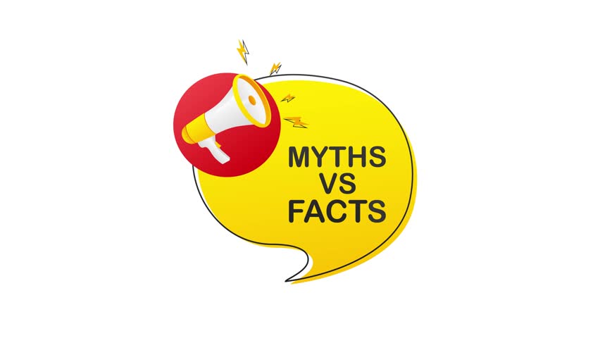 Myths vs Facts with Megaphone on White and Green Screen Background
