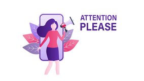 Woman emerging from smartphone screen holding megaphone, with and without text and green screen - Powered by Shutterstock - Get 15% off with code: PIKWIZARD15