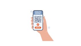 Hand Holding Smartphone Showing Health Passport with QR Code and Immune Status - Powered by Shutterstock - Get 15% off with code: PIKWIZARD15