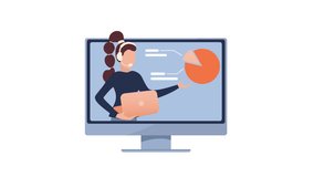 Businesswoman presenting data analysis on computer screen, with green screen - Powered by Shutterstock - Get 15% off with code: PIKWIZARD15