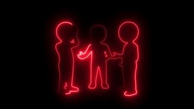 Neon line three Man figures in discussion representing collaboration teamwork and problem solving on a plain surface
 - Powered by Shutterstock - Get 15% off with code: PIKWIZARD15