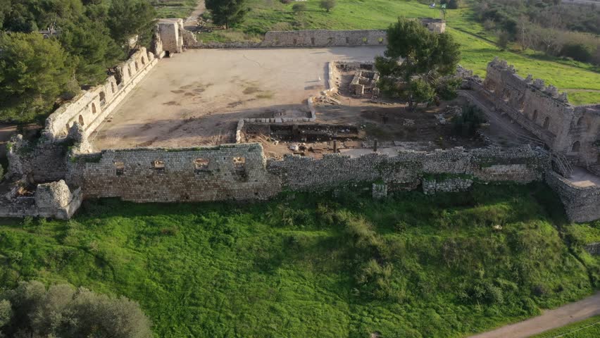 Aerial view of Tel Afek National Park (Antipatris) israel
