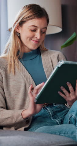 Happy, therapist and woman with tablet, office and communication with client, telehealth and online. Scroll, website and person with tech for schedule, smile and planning for medical appointment