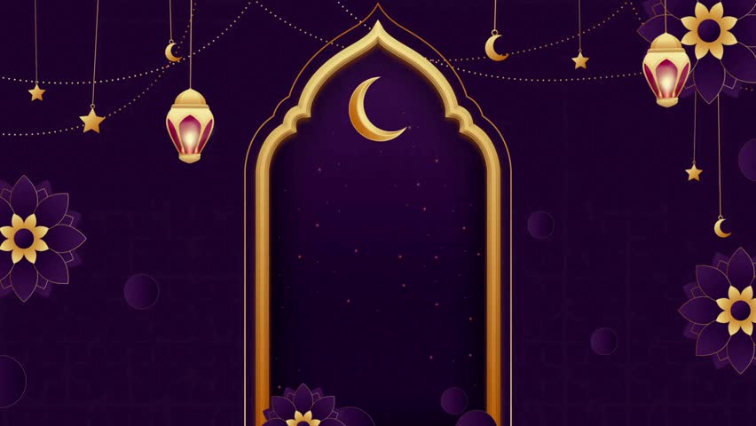 4K Resolution Copy Space Eid Al Adha Happy Eid, animation packshot Lighting Animation. eid Al Adha, Ramadan Kareem with Golden Crescent and Stars