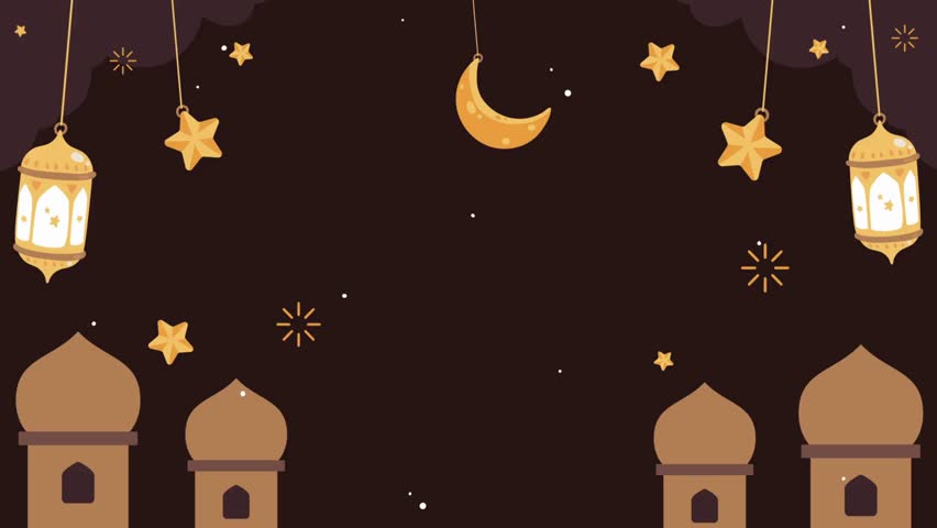 Ramadan Kareem Banner with Crescent and Stars Intro and Promo of Eid Mubarak. mosque for banner, banners, Ramadan Kareem Background holiday Loop Ready