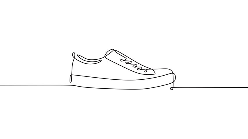 Self drawing line animation of a sneaker sports shoe continuous line drawn athletic and casual style concept.