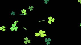 4K Shamrock falling on the ground Green clover leaves on black background St Patrick's day animation - Powered by Shutterstock - Get 15% off with code: PIKWIZARD15