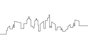 Self drawing single line animation of an urban city skyline with skyscrapers, representing modern architecture and metropolitan life in a minimalist style. - Powered by Shutterstock - Get 15% off with code: PIKWIZARD15