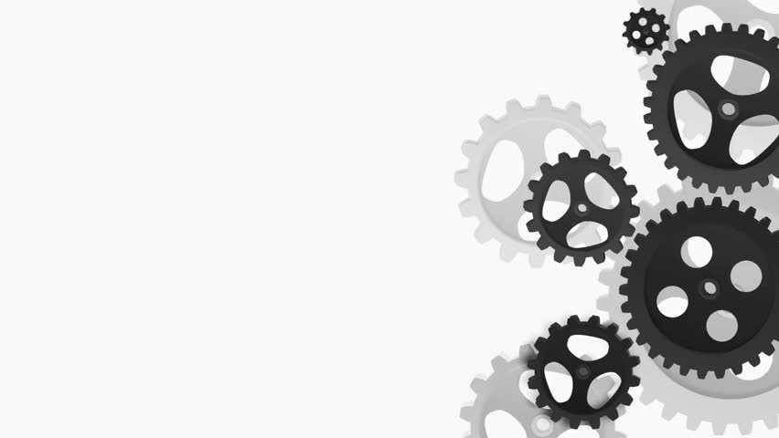 cog wheel icon turning animated background teamwork concept Machine Gear Wheel Group of rotating tooth 4K template for design. white background