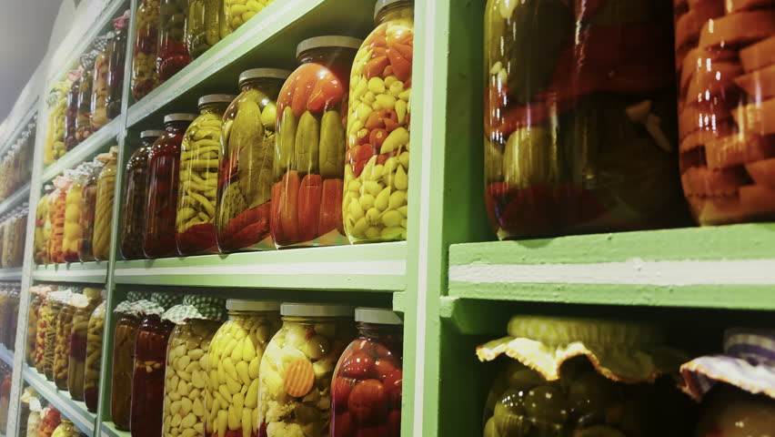Vegetable Pickles In Jars At The Pickle Shop