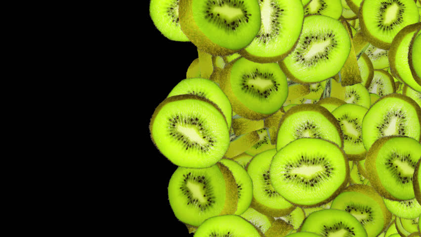 Falling Kiwi’s Slices Fruit Transition on Alpha Channel, Loop
