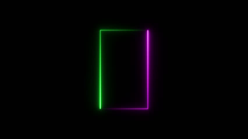 Neon Light and Electricity Frame Banner Copy or Logo Space Loopable Background . finance, technology, futuristic, internet, data, fiber optic, brainstorm, speed, Rectangle neon animation