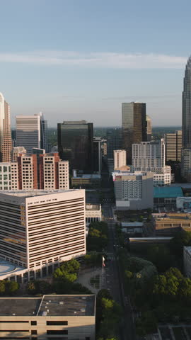 Vertical Video of Charlotte ,North Carolina, USA, Vertical Aerial View Shot
