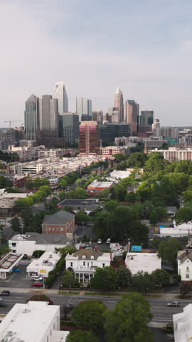 Vertical Video of Charlotte ,North Carolina, USA, Vertical Aerial View Shot
