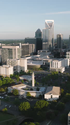 Vertical Video of Charlotte ,North Carolina, USA, Vertical Aerial View Shot
