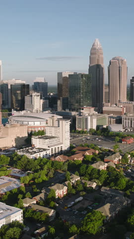 Vertical Video of Charlotte ,North Carolina, USA, Vertical Aerial View Shot
