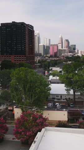 Vertical Video of Charlotte ,North Carolina, USA, Vertical Aerial View Shot
