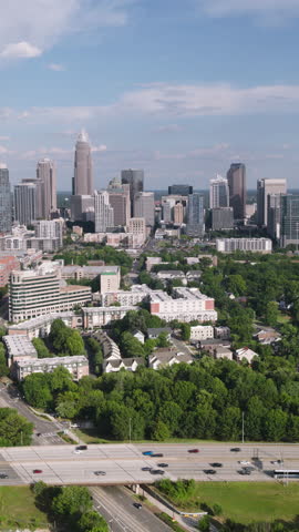 Vertical Video of Charlotte ,North Carolina, USA, Vertical Aerial View Shot
