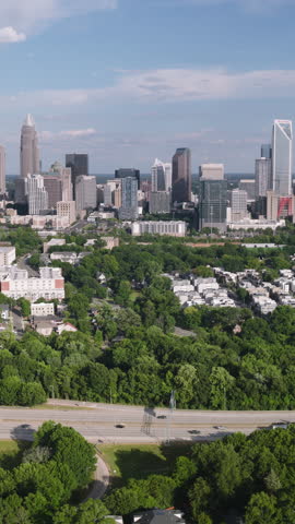 Vertical Video of Charlotte ,North Carolina, USA, Vertical Aerial View Shot
