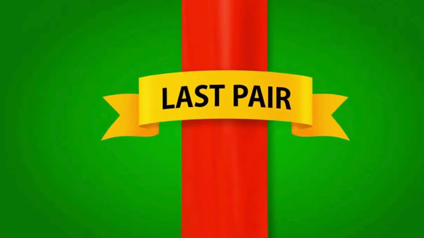 Last Pair sale banner on green background with red ribbon