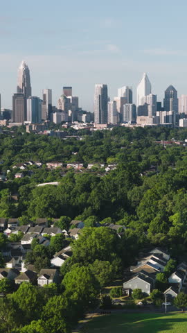 Vertical Video of Charlotte ,North Carolina, USA, Vertical Aerial View Shot
