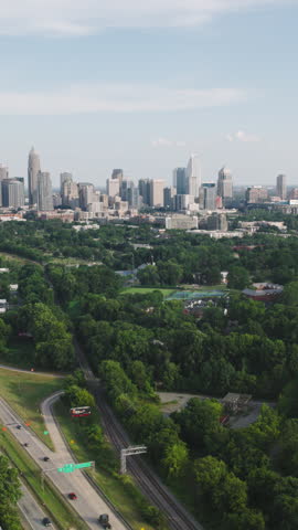 Vertical Video of Charlotte ,North Carolina, USA, Vertical Aerial View Shot
