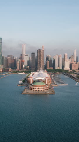 Vertical Video of Chicago, Illinois, USA, Vertical Aerial View Shot