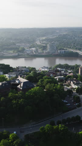 Vertical Video of Cincinnati, Ohio, USA, Vertical Aerial View Shot